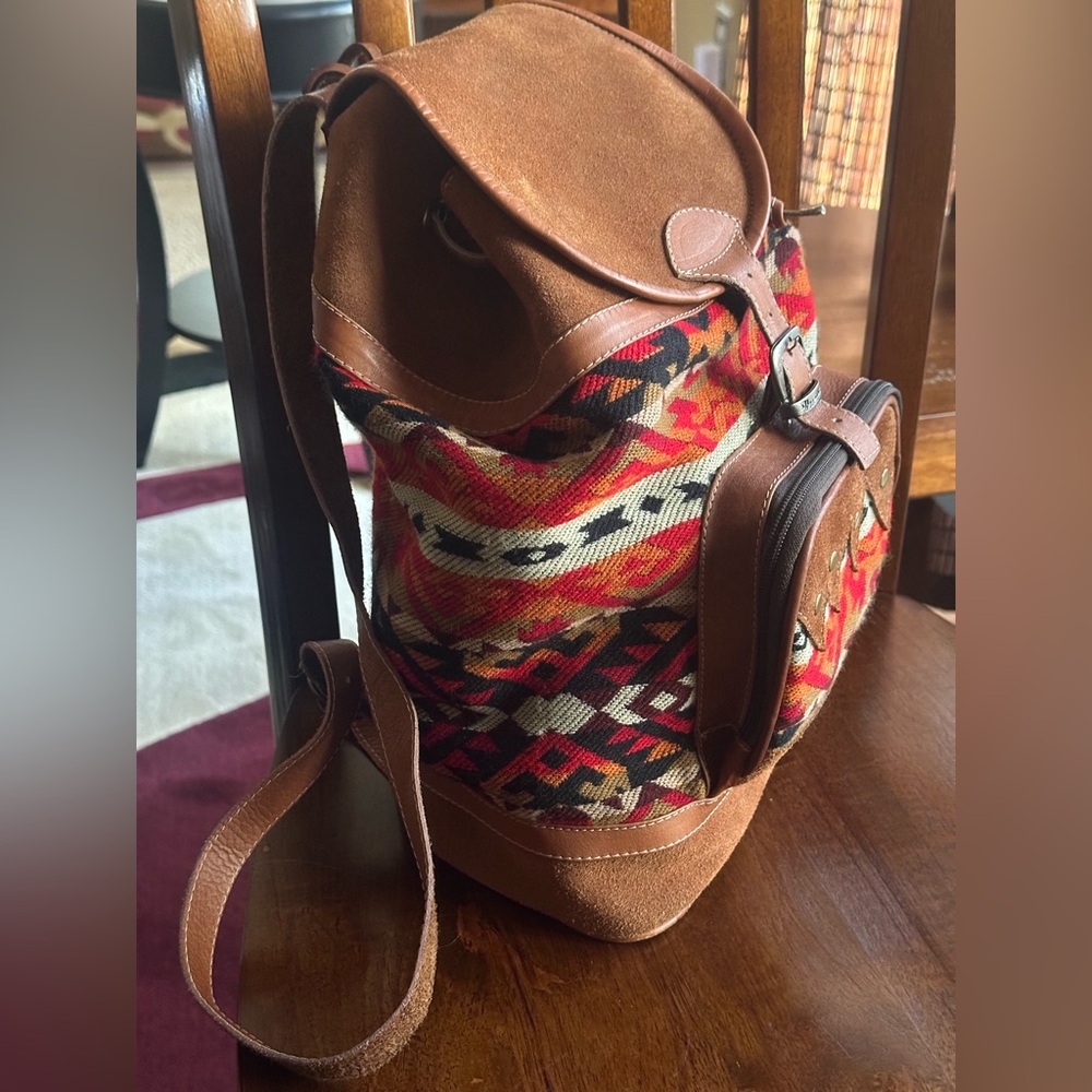 Verachi Southwestern Boho Backpack Aztec Print Suede Faux Leather Bag - Picture 2 of 11